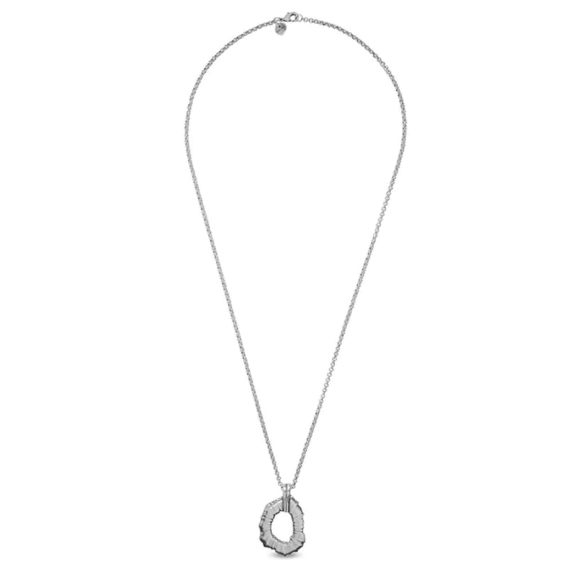 CICLÓN™  Metal Silver Plated Oval Shape Stunning Chain Long Necklace