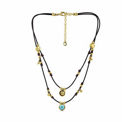 CICLÓN™ Gold Necklace with Pearl Discs and Murano Glass