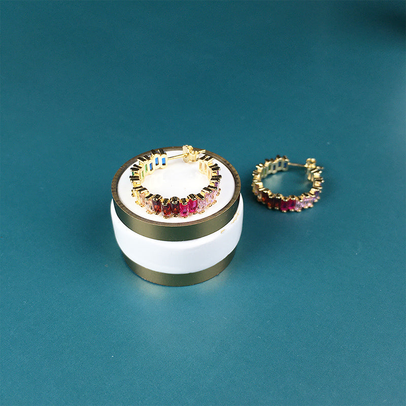 MADREPERLA™ Rainbow Half Circle Earrings