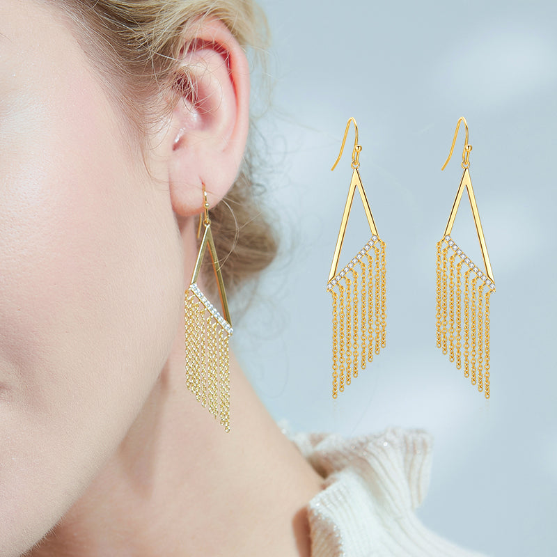 MADREPERLA™ Office Lady Geometric Tassel Earrings