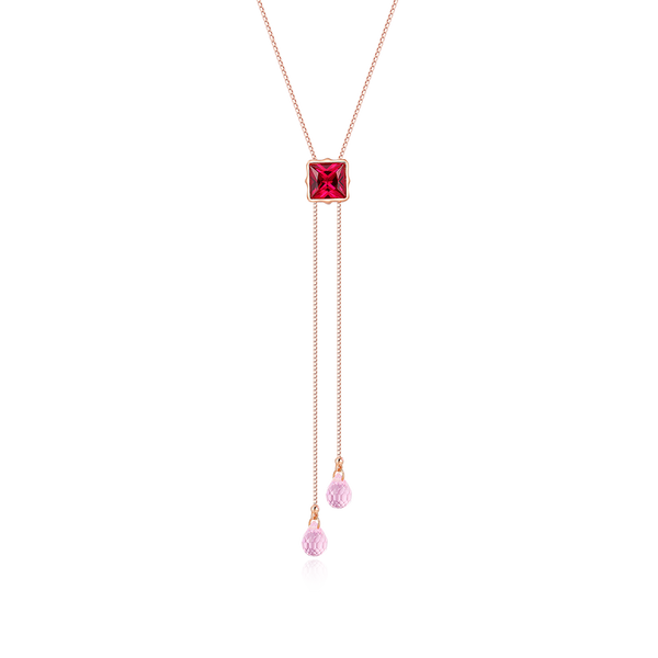 MADREPERLA™ Summer Love Square Red Gem Necklace